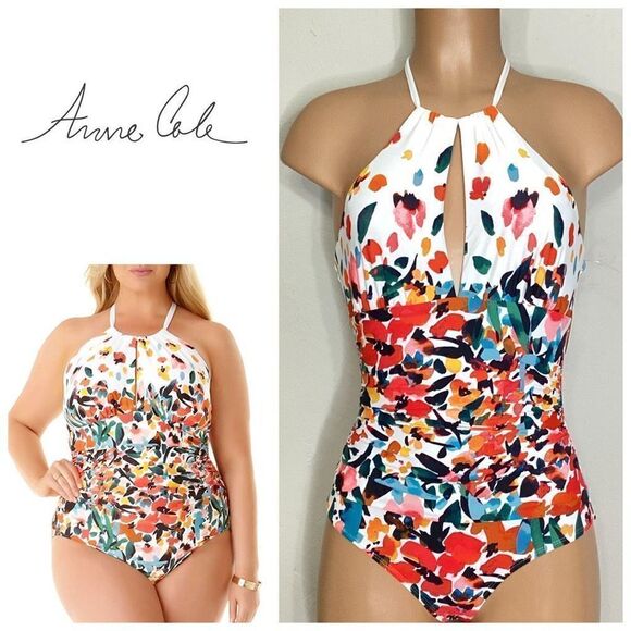 New. Anne Cole floral swimsuit. Size 16. Retails $119 - Picture 1 of 15